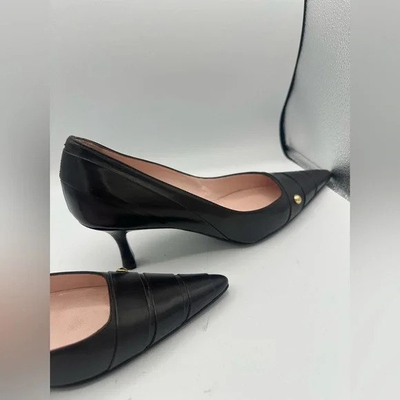 Chanel kitten heels brown leather pumps shoes classic - Picture 10 of 11